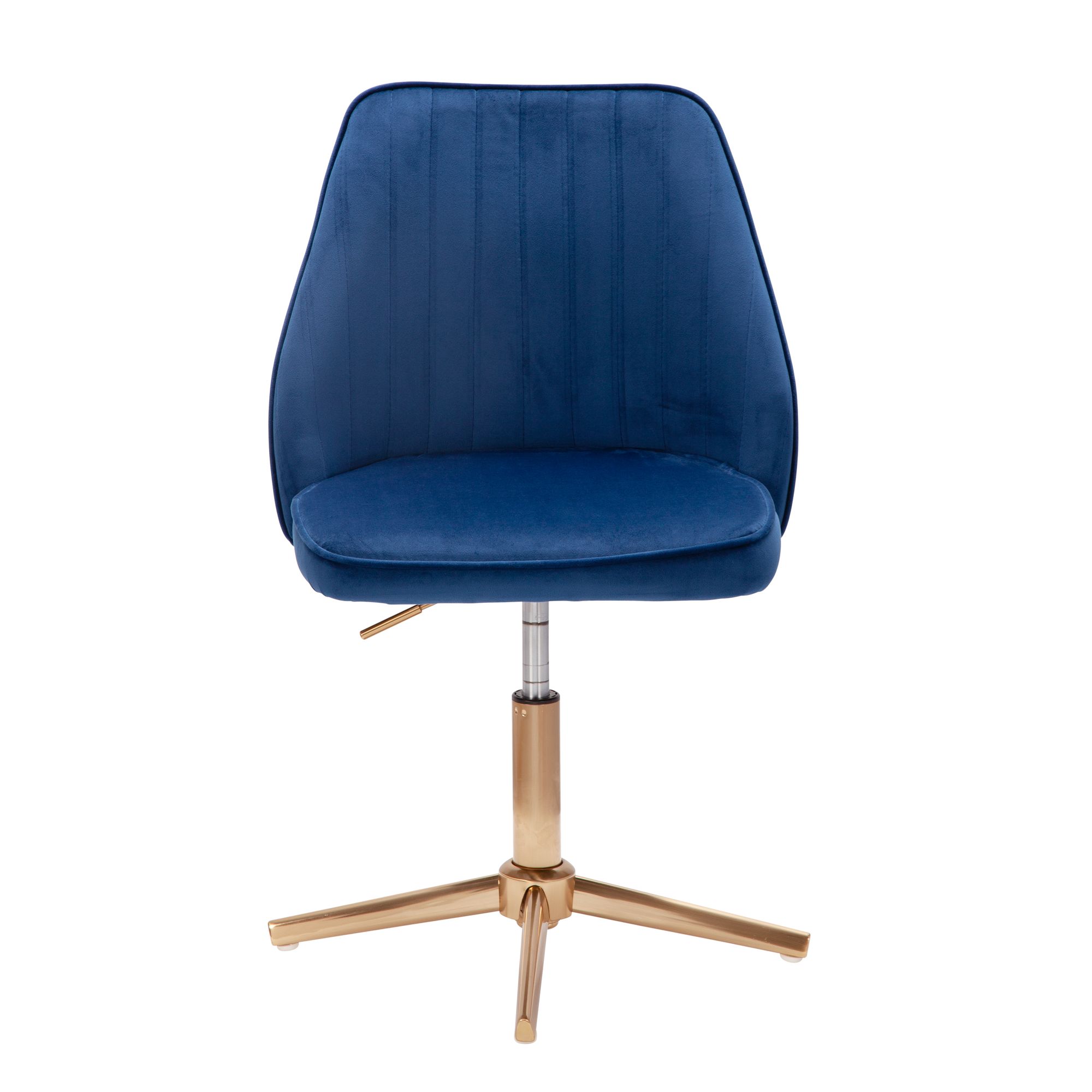 Bureaustoel donkerblauw velvet design draaifauteuil met rugleuning