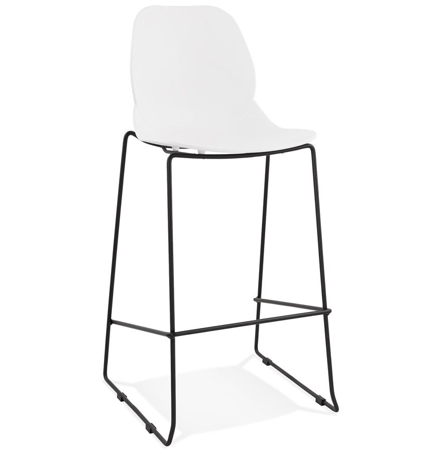 Alterego Tabouret de bar BERLIN Couleur de la monture Noir Assise Blanc