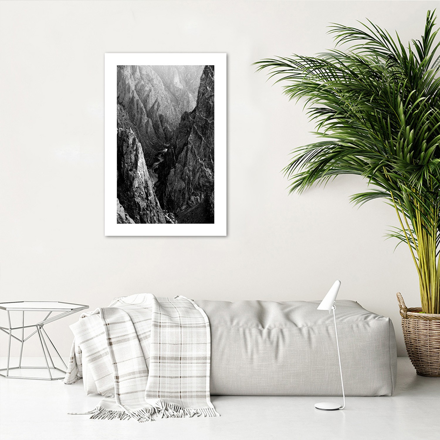 Poster, Black and white mountain landscape