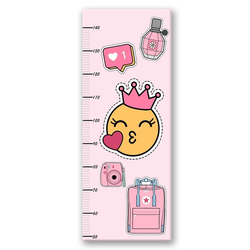 Frame met meter om de lengte van kinderen te meten 40 cm gemaakt van mdf roze emoji's