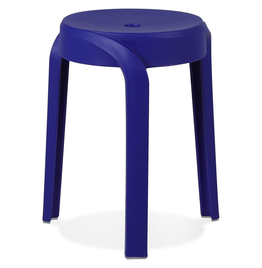 Tabouret bas empilable 'POMPA en matière plastique bleu foncé