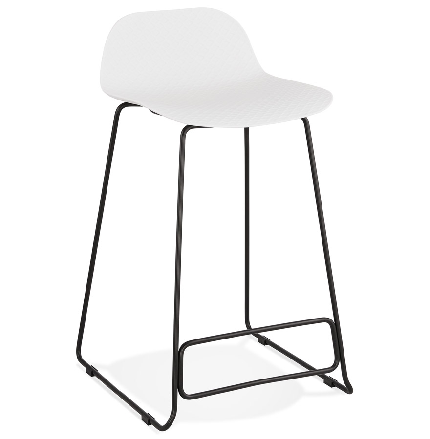 Alterego Tabouret de bar BABYLOS MINI Couleur du piètement Noir Assise Blanc