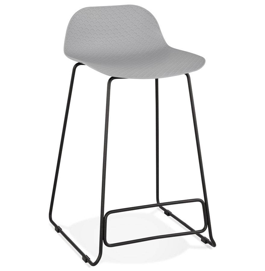 Alterego Tabouret de bar BABYLOS MINI Couleur du piètement Noir Assise Gris