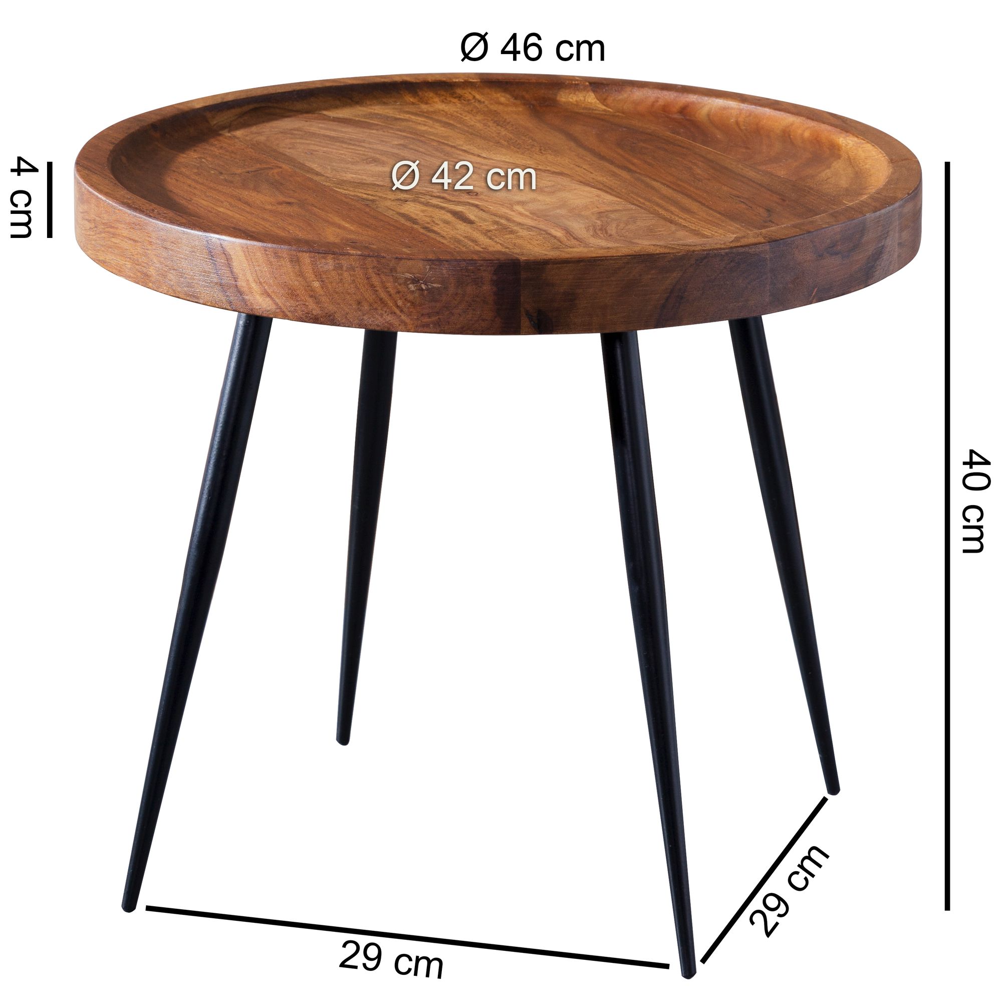 Bijzettafel 46 x 40 x 46 cm wl5.674 metalen salontafel van metaal van sheesham