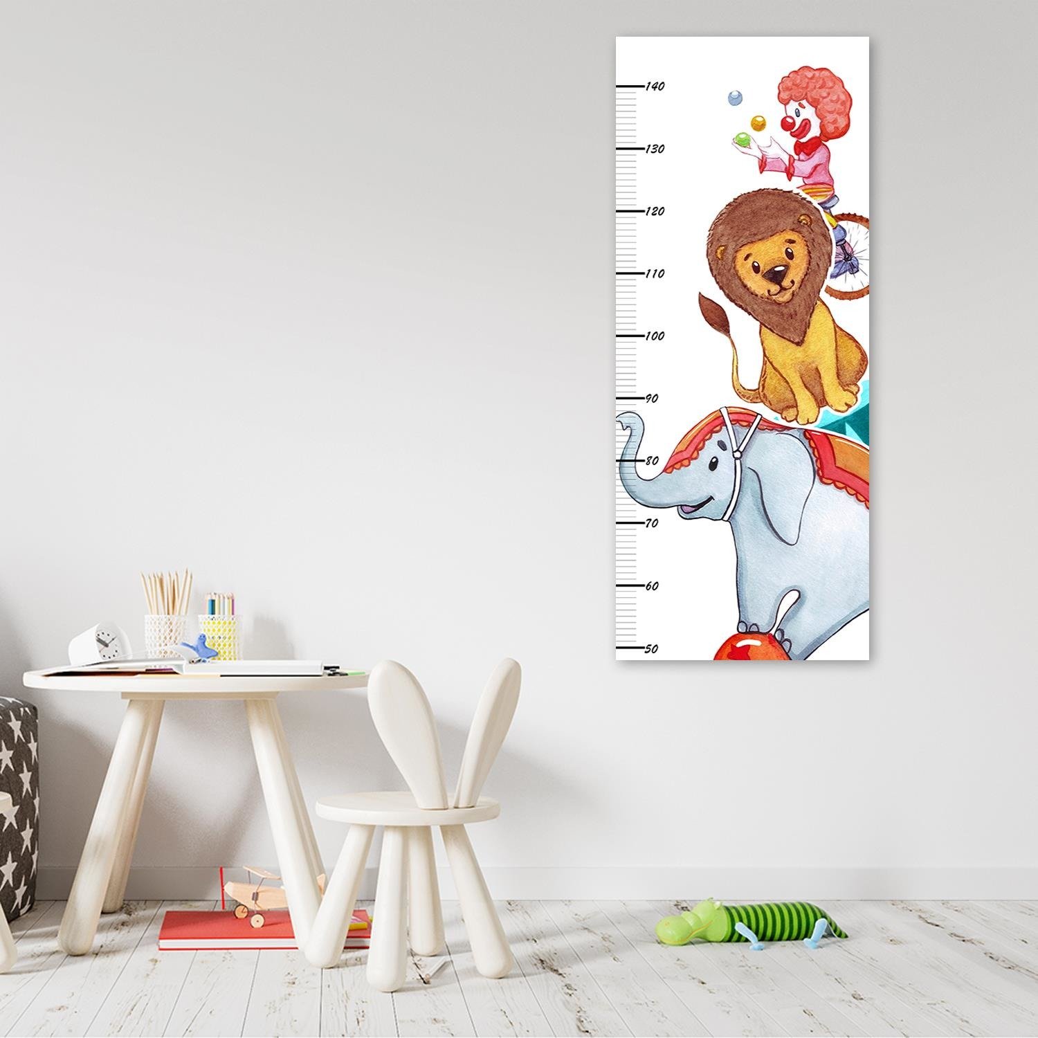 Frame met meter voor het meten van kinderen van 100 cm in mdf en satijnpapier