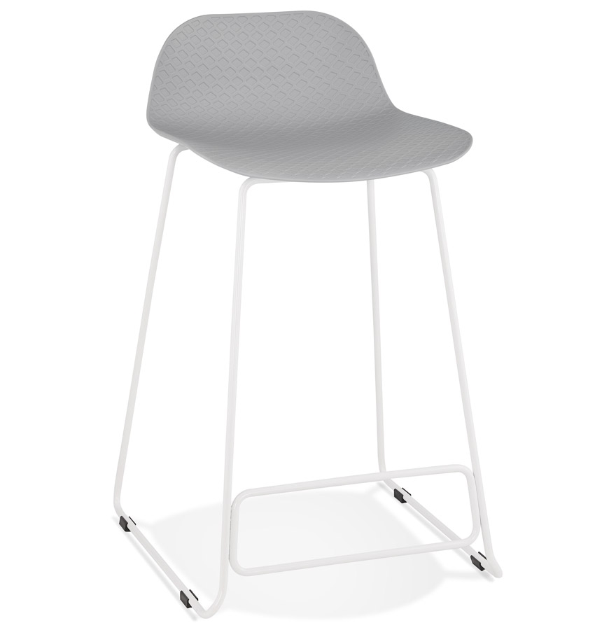 Alterego Tabouret de bar BABYLOS MINI Couleur du piètement Blanc Assise Gris