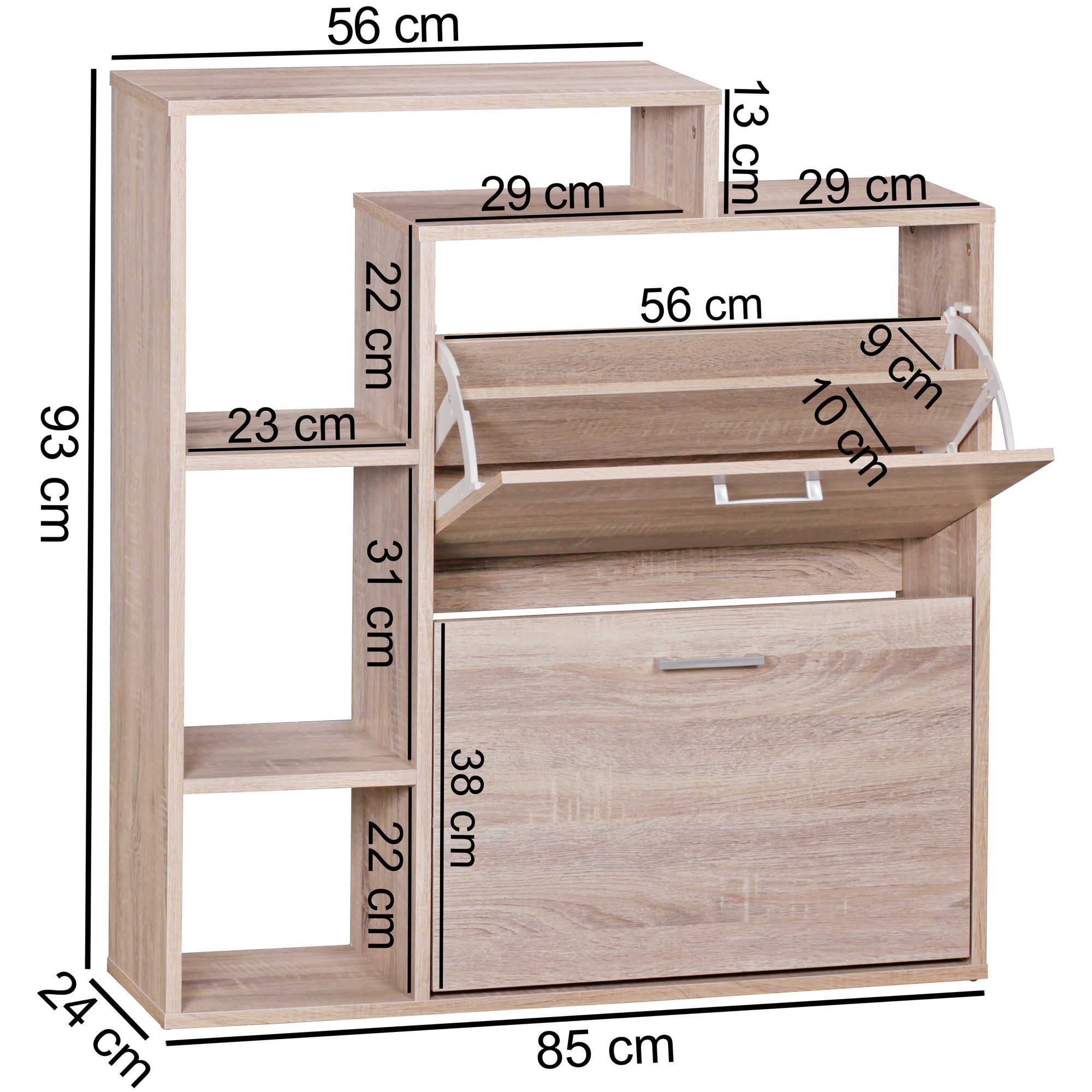 Schoenenkast 2 vakken voor vouwschoen dresser 85x93 cm schoenenkast 8 paar schoenen dresser schoen moderne tipper