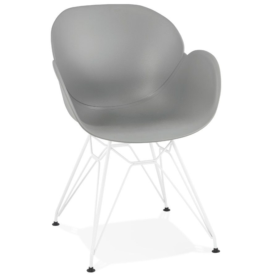 Alterego Fauteuil FIDJI Couleur du piètement Blanc Assise Gris