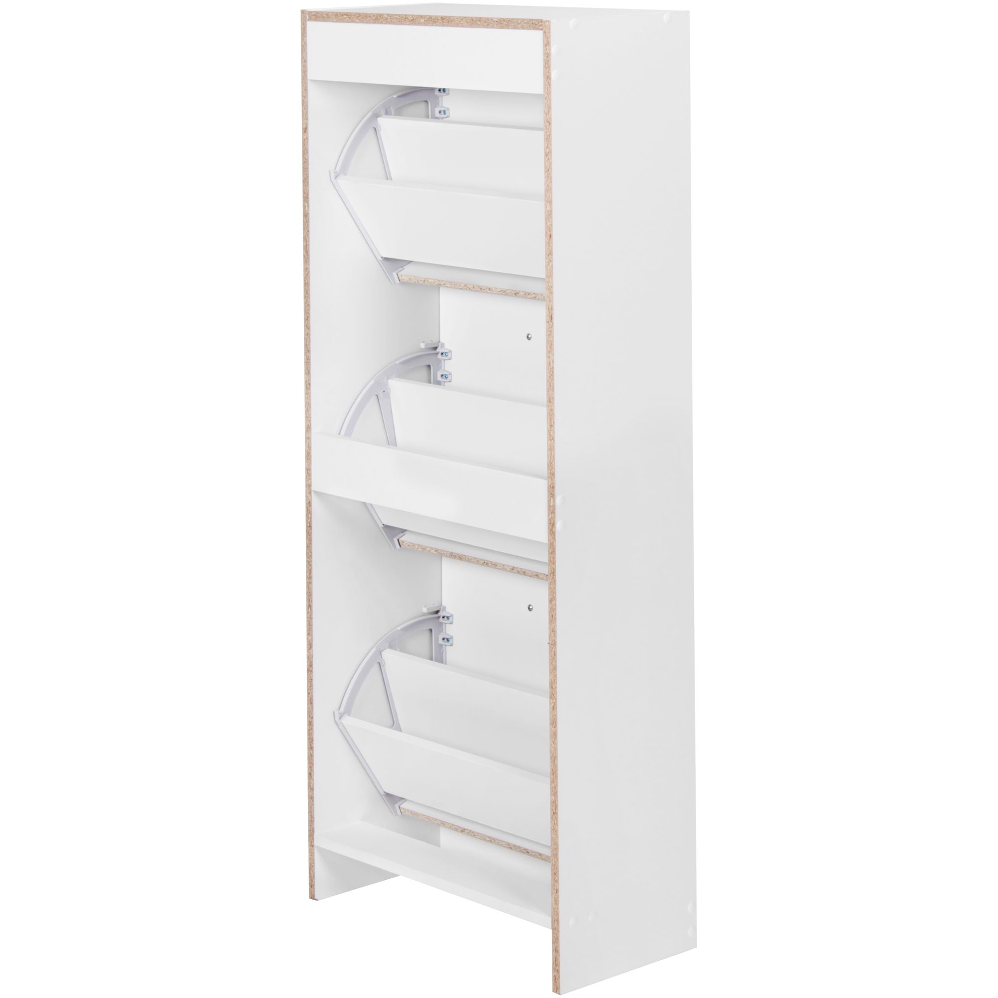 BELLA armoire à chaussures avec 3 compartiments rabattables, 125 cm, pour 18 paires