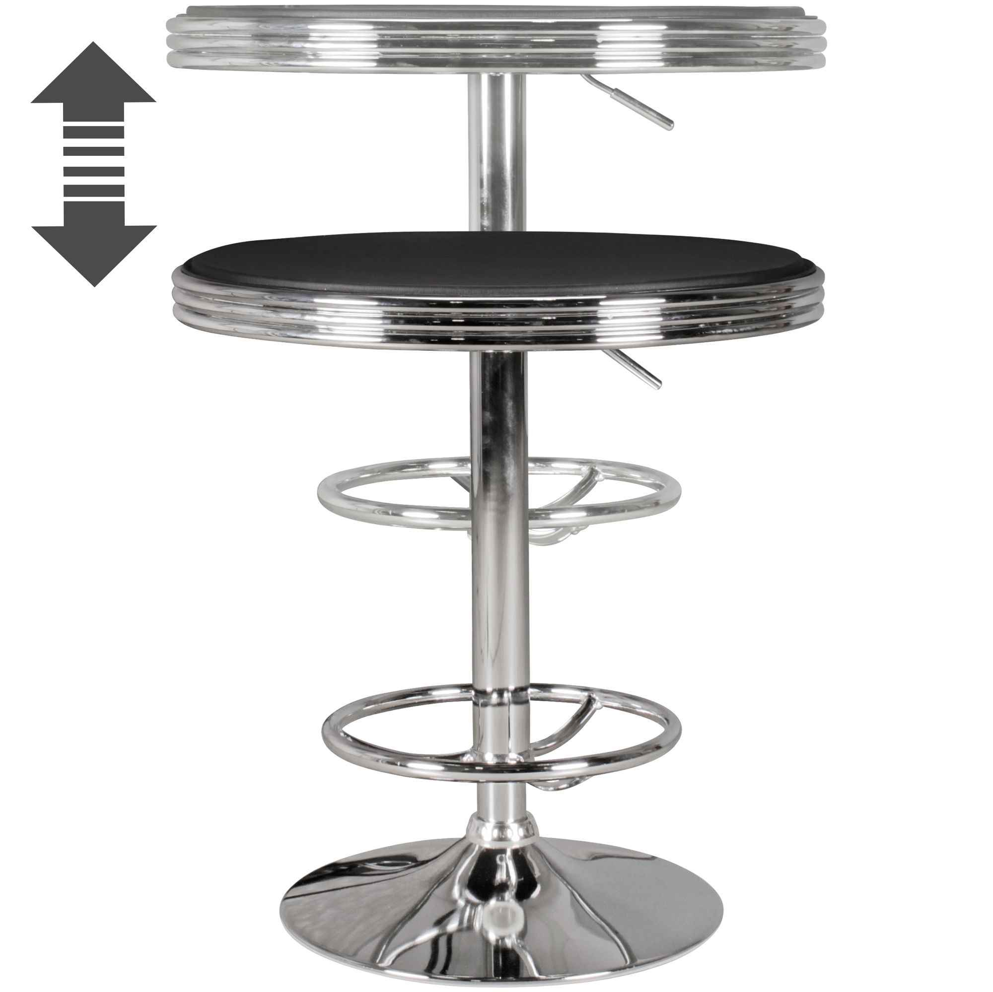 American diner bar tafel elvis rond ø 60 cm aluminium imitatieleer