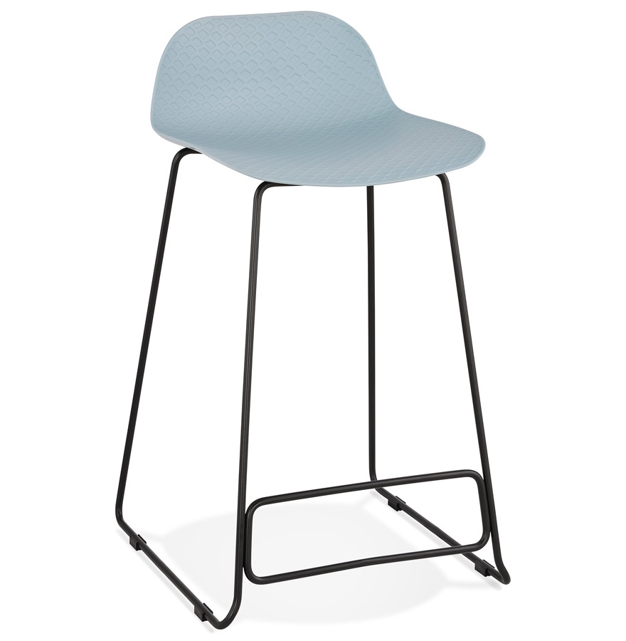 Alterego Tabouret de bar BABYLOS MINI Couleur du piètement Noir Assise Bleu