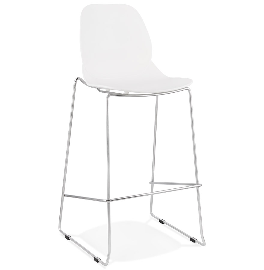 Alterego Tabouret de bar BERLIN Couleur du cadre Chrome Assise Blanc