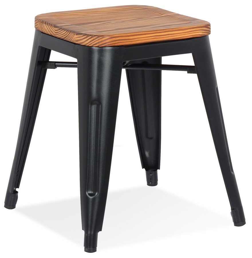 Alterego Tabouret PEPINO Couleur du piètement Noir Assise Naturel