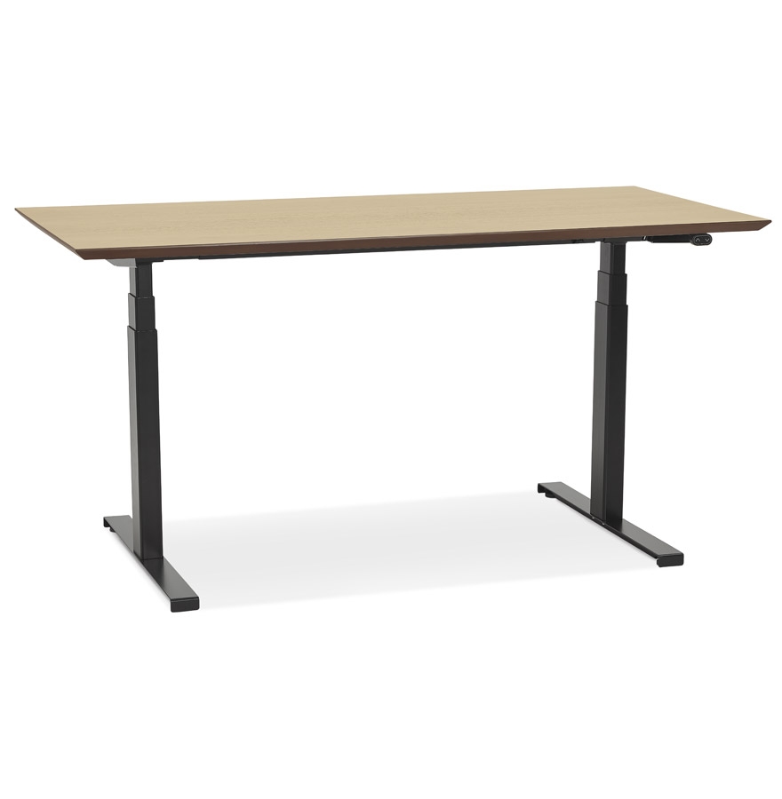 Alterego Bureau BIONIQUE 150x70 cm Couleur du cadre Noir Plateau de table Naturel