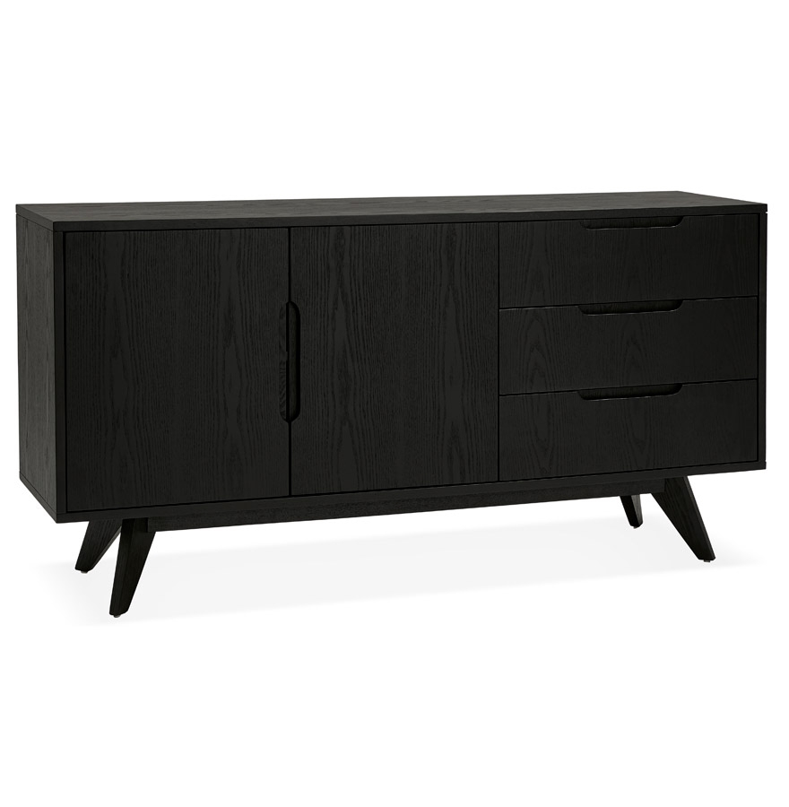 Bahut design 'PORTOBELLO' en bois finition Frêne noir