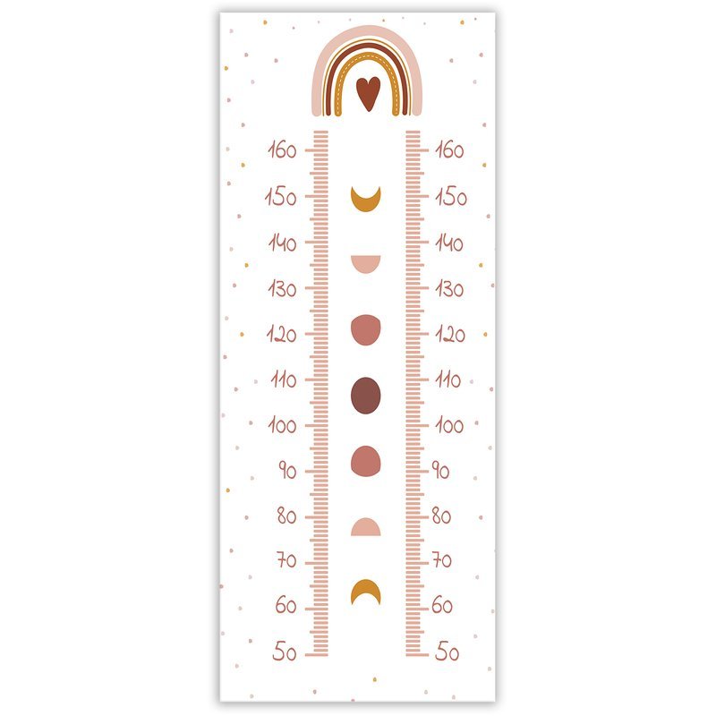 Frame met meter voor het meten van de kinderlengte van 40 cm gemaakt van mdf maan- en regenboogfasen