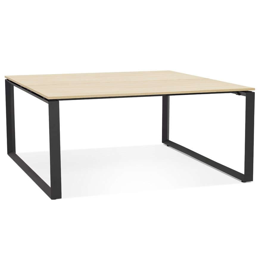 Alterego Bureau BAKUS SQUARE 140x140 cm Couleur du cadre Noir Plateau de table Naturel