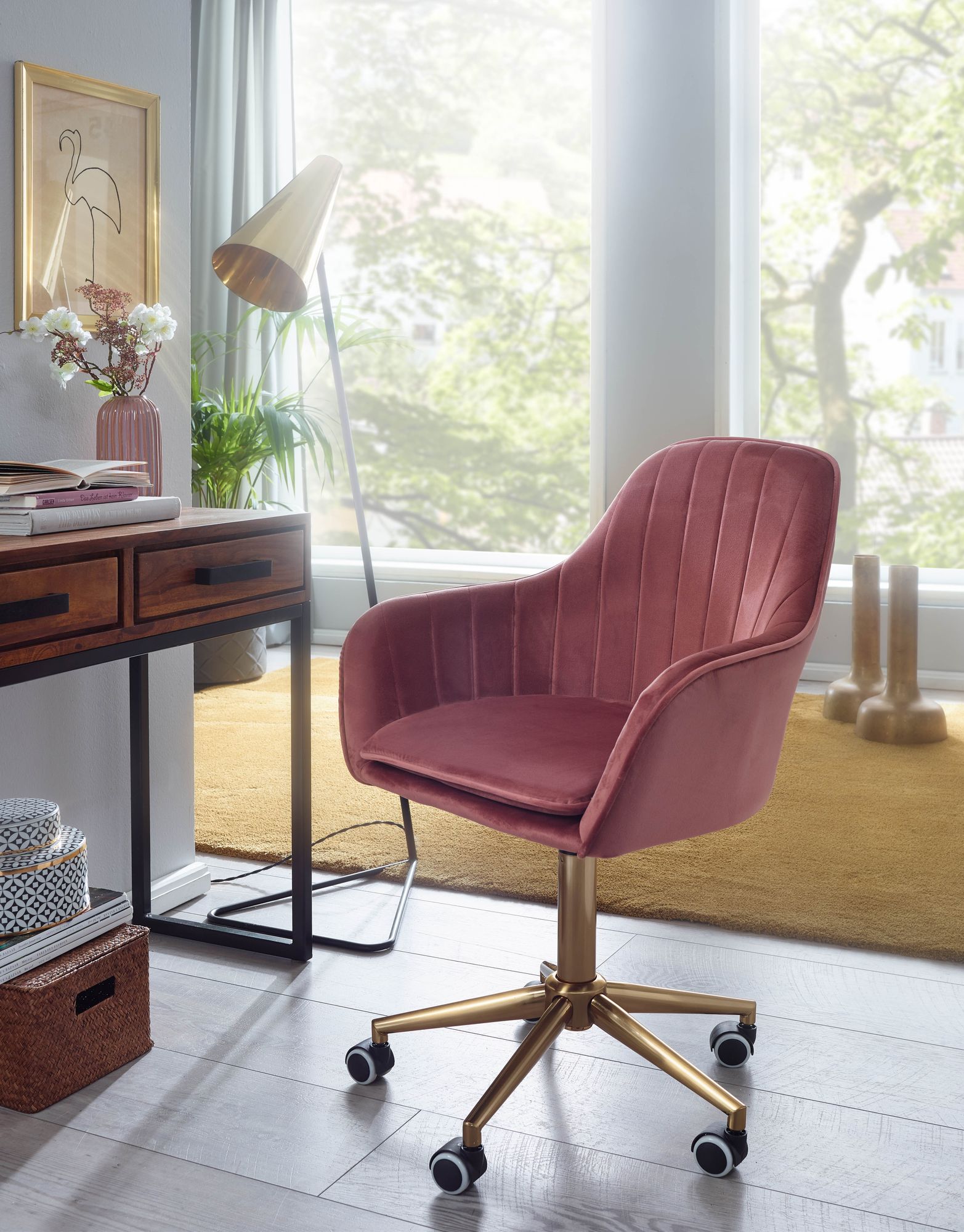 Bureau  fluweel roze