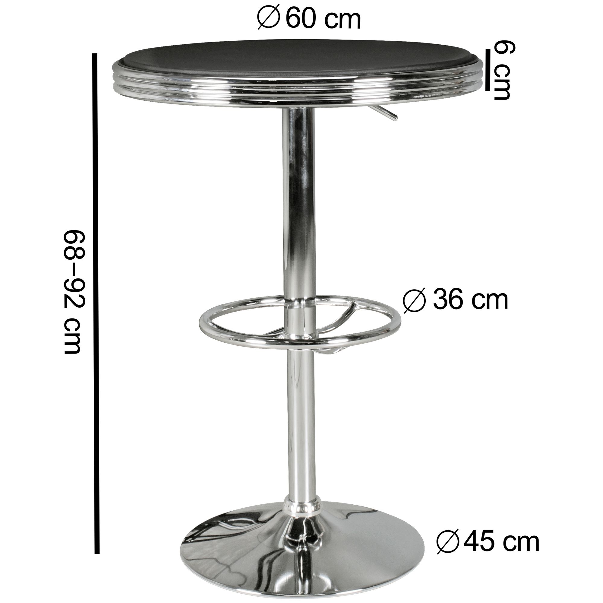 American diner bar tafel elvis rond ø 60 cm aluminium imitatieleer