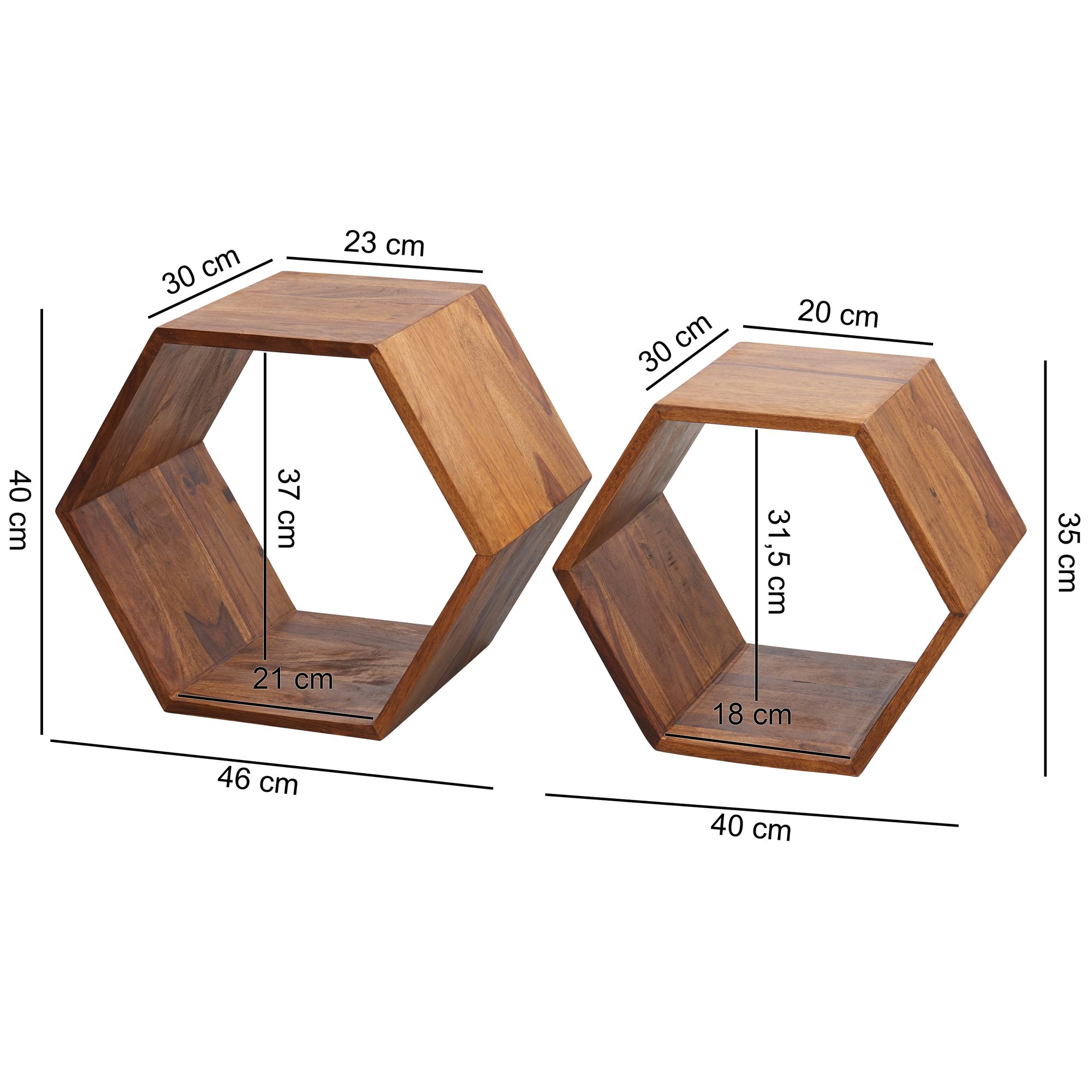 Bijzettafel set van 2 kasa sheesham massief houten design