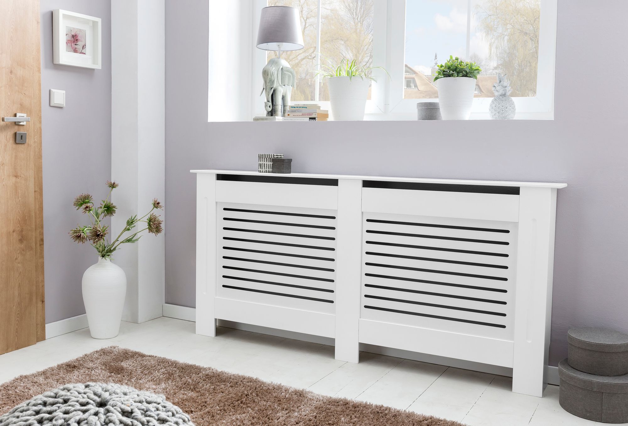 Design radiatorafdekking wl5.746 wit mat afwerking 152x83x19 cm