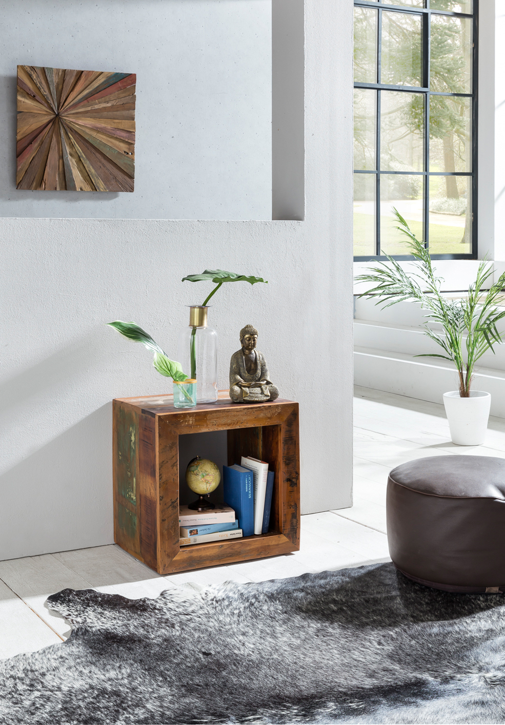 Tafel shabby chic recycling mango massief houten klaptafel brown