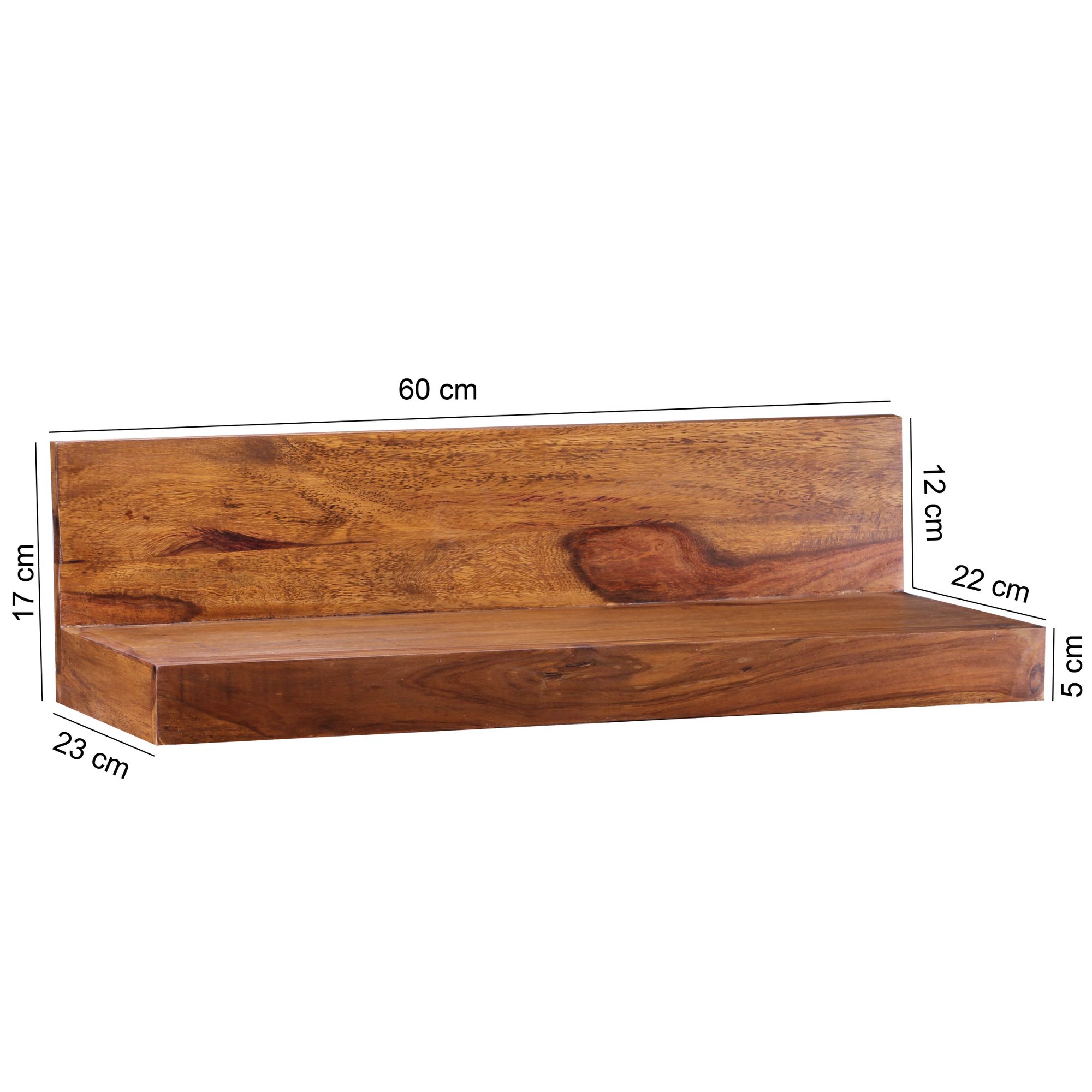 Wandplank mumbai massief hout sheesham houten plank 60 cm landelijke stijl hangende plank echt houten wandplank natuurlijk product