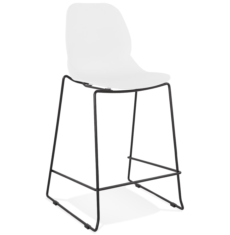 Alterego Tabouret de bar BERLIN MINI Couleur de la monture Noir Assise Blanc