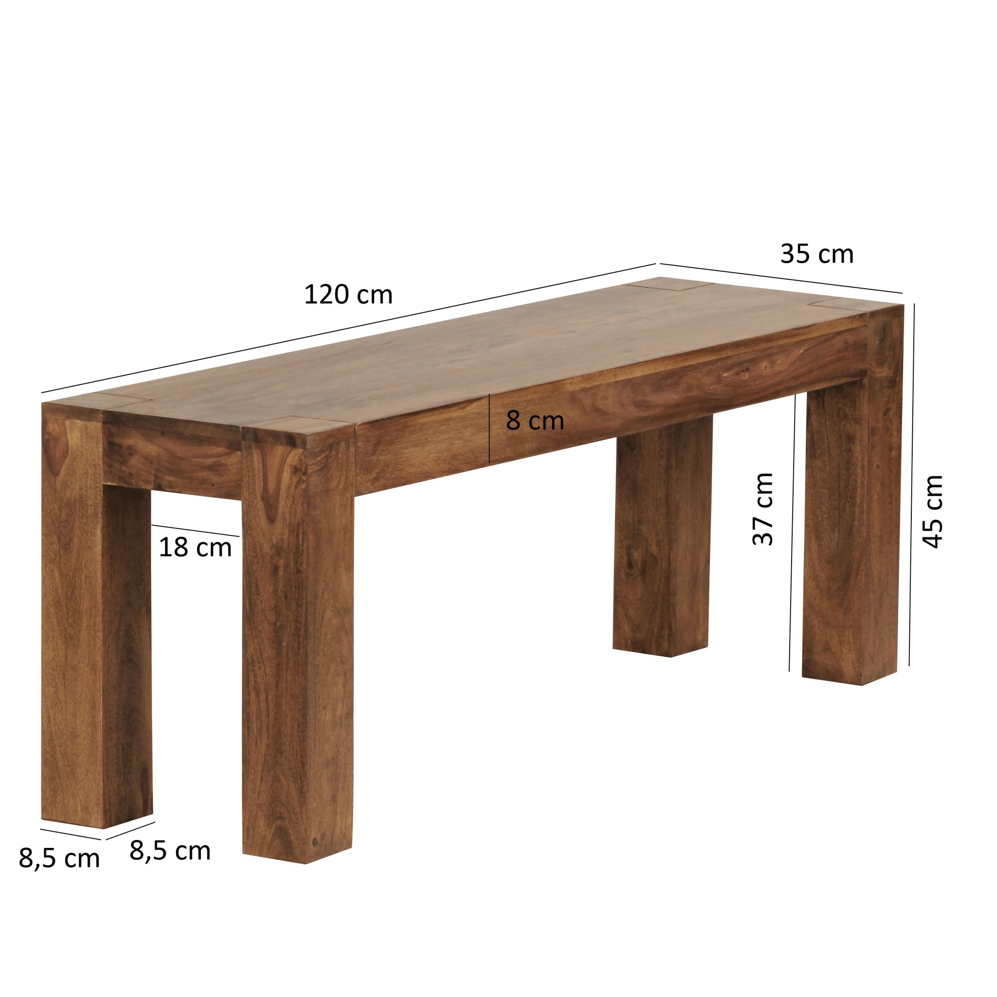 Banc de salle à manger mumbai bois massif sheesham 120 x 45 x 35 cm banc en bois produit naturel banc de cuisine de style maison de campagne