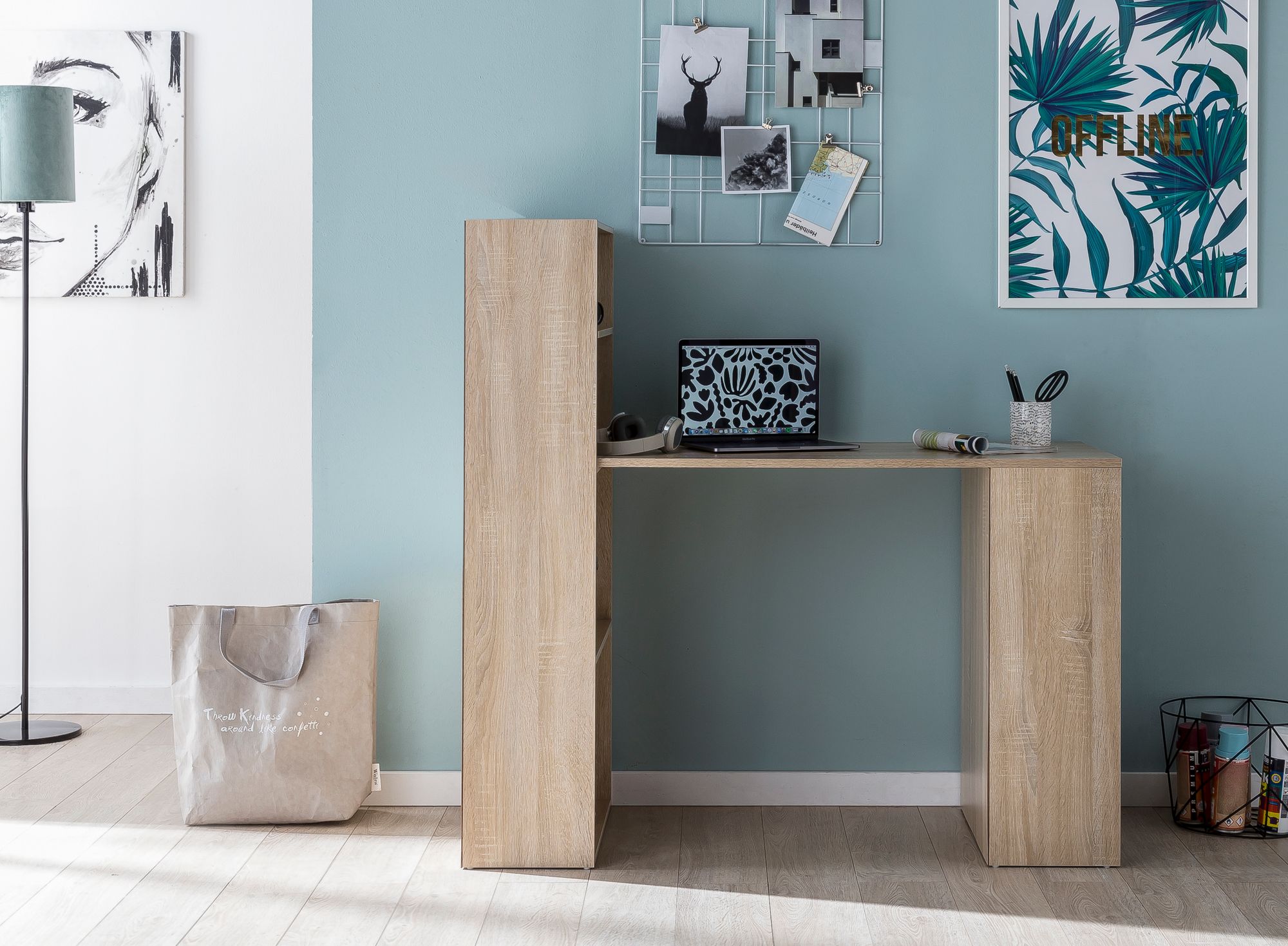 Bureau avec étagère 120 x 120 x 53 cm Bois Sonoma moderne