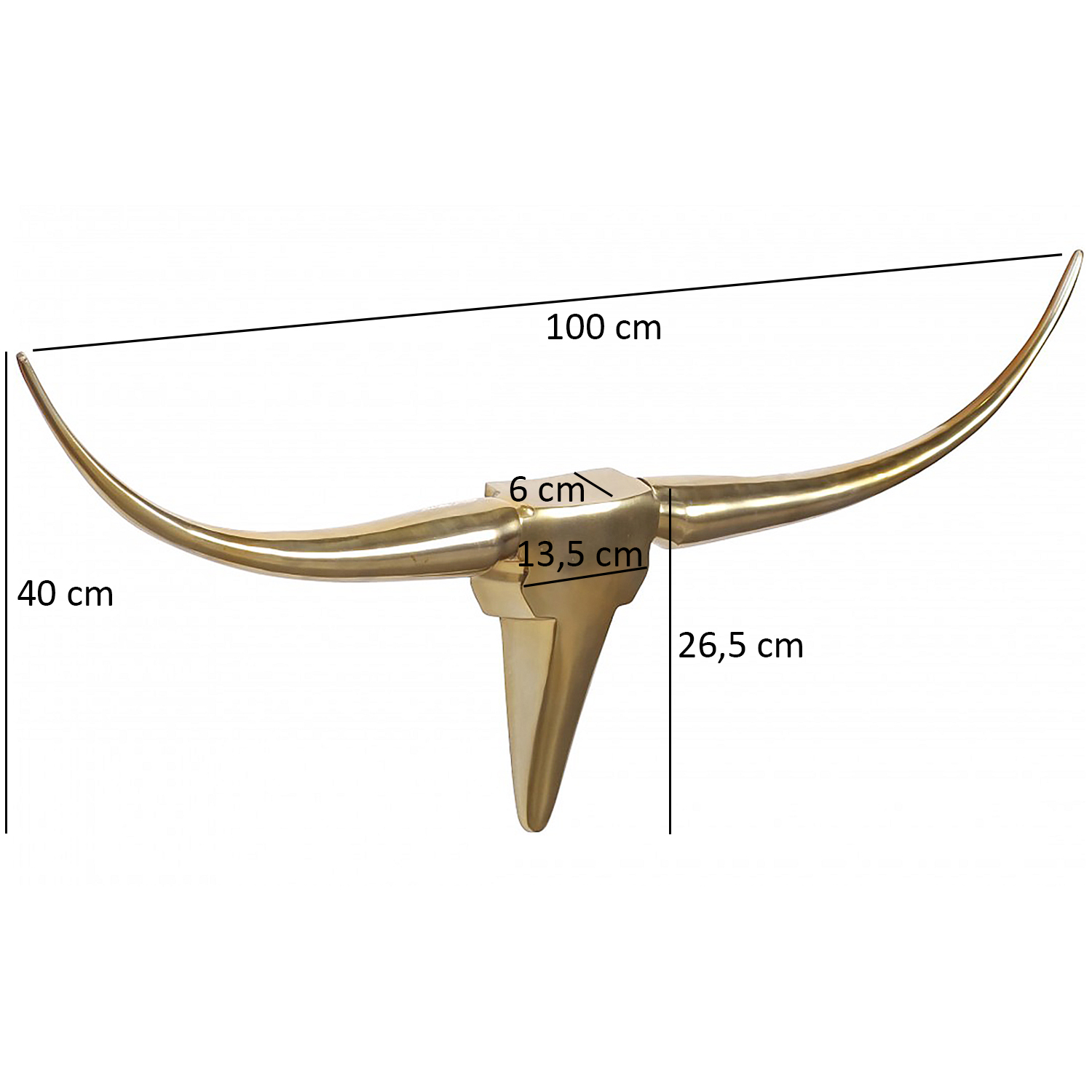 Deco gewei stier m wl1.392 goud 100 cm aluminium design hoorns