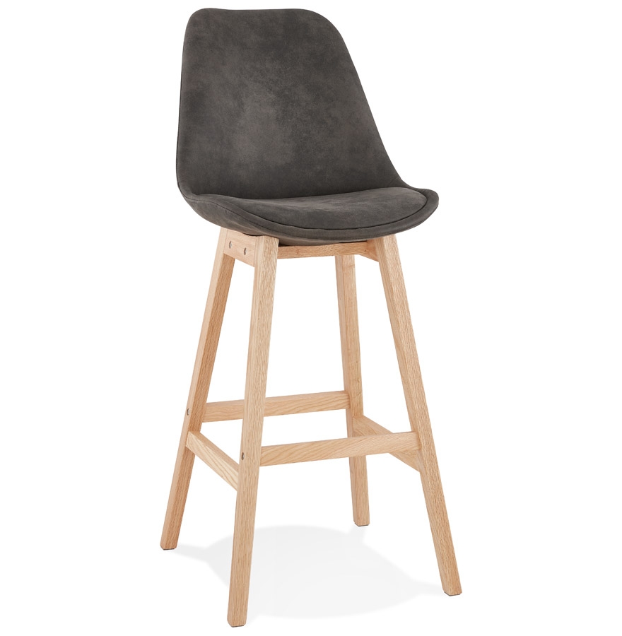 Alterego Tabouret de bar ASPEN Couleur du piètement Nature Assise Gris foncé