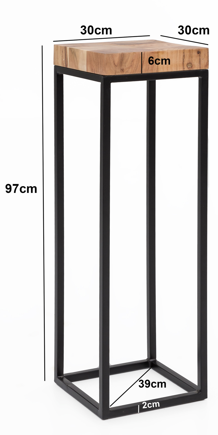 Bijzettafel 30 x 97 x 30 cm wl5.658 acacia metalen bijzettafel hoog