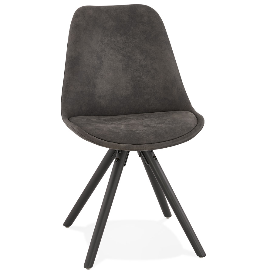 Alterego Chaise HARRY Couleur du piètement Noir Assise Gris foncé