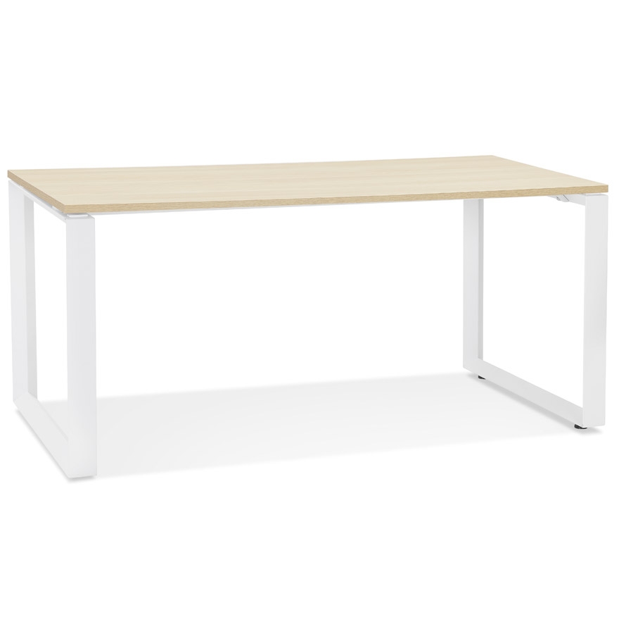 Alterego Bureau BAKUS 160x80 cm Couleur du cadre Blanc Plateau de table Naturel