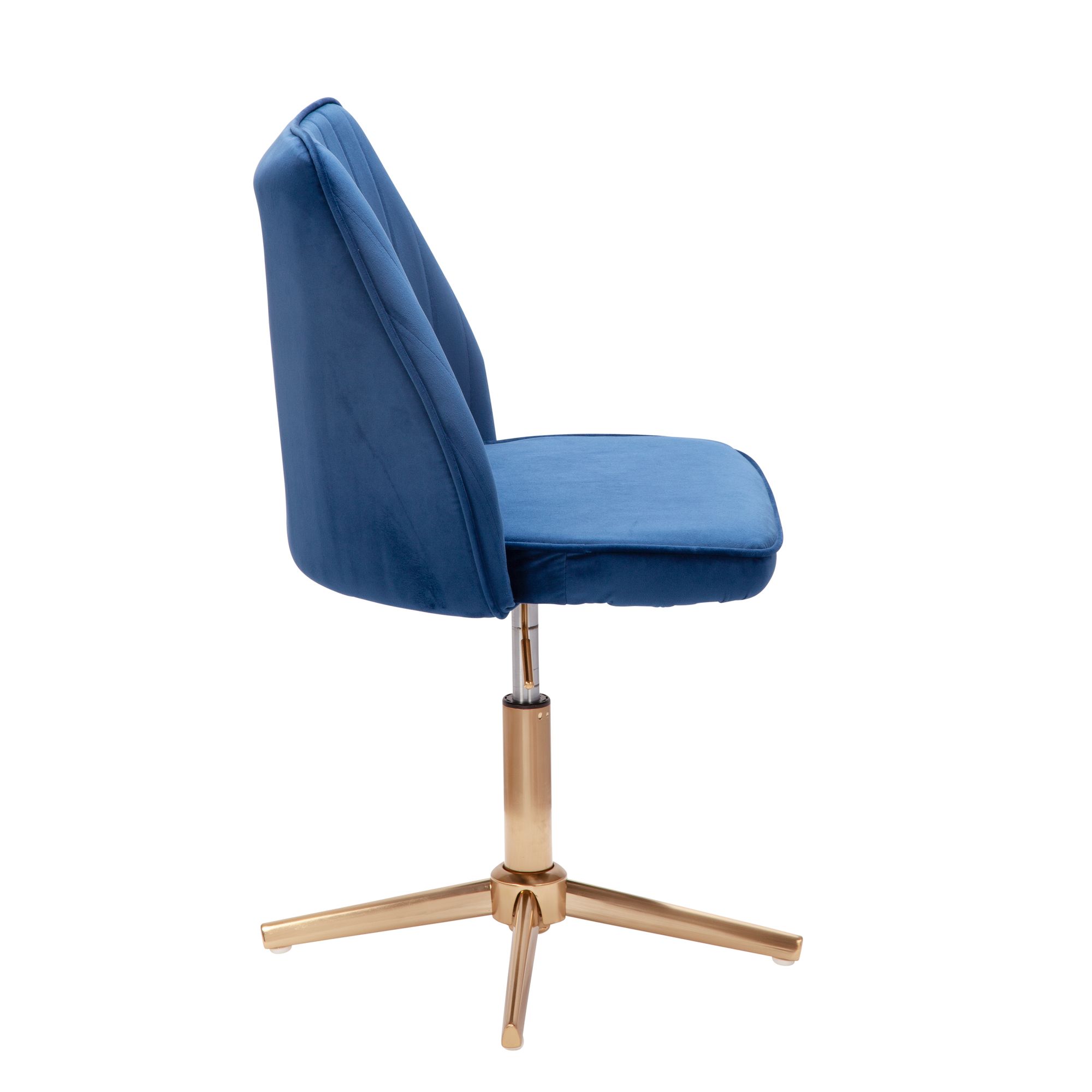 Bureaustoel donkerblauw velvet design draaifauteuil met rugleuning