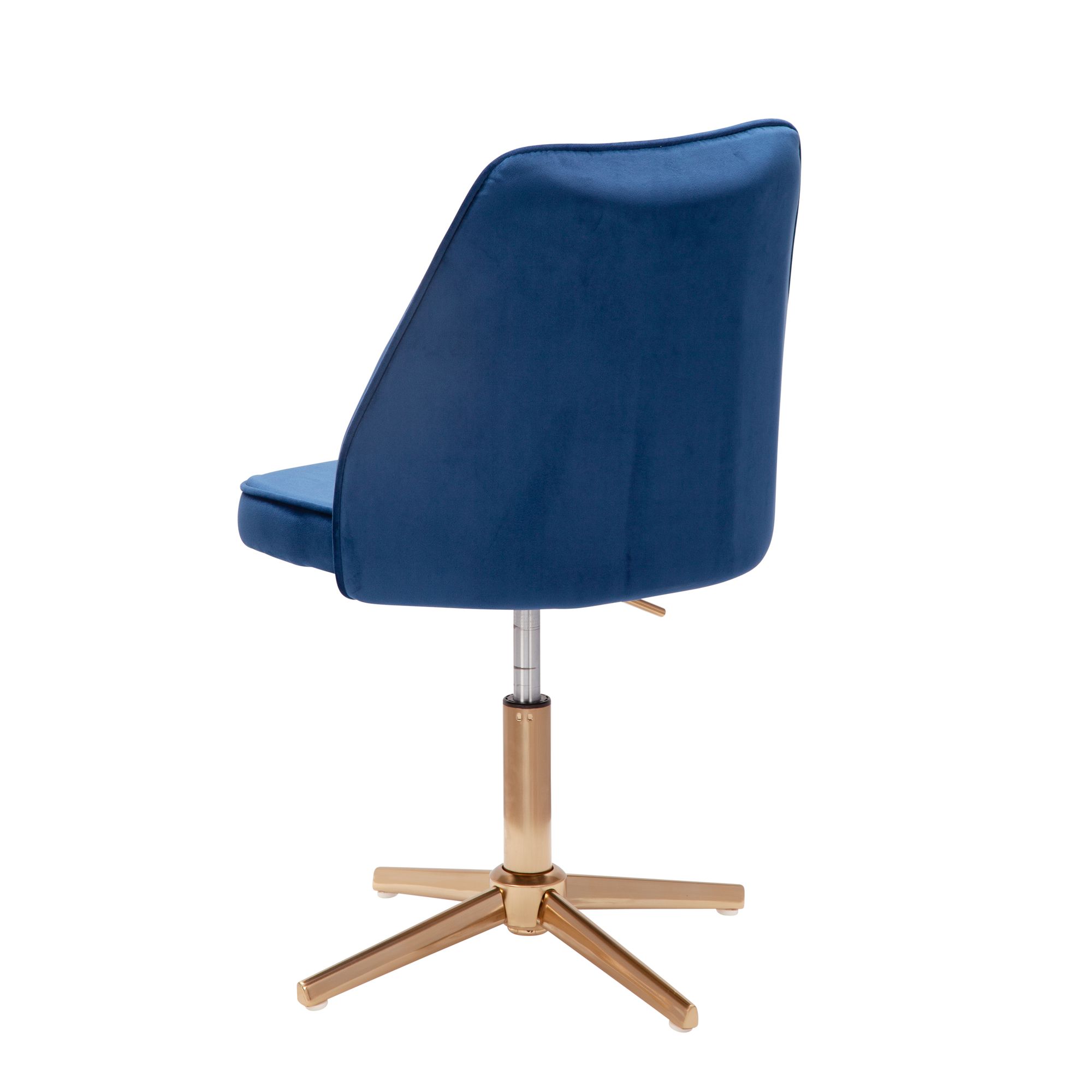 Bureaustoel donkerblauw velvet design draaifauteuil met rugleuning