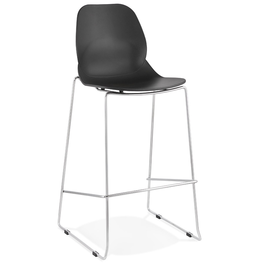 Alterego Tabouret de bar BERLIN Couleur du cadre Chrome Assise Noir