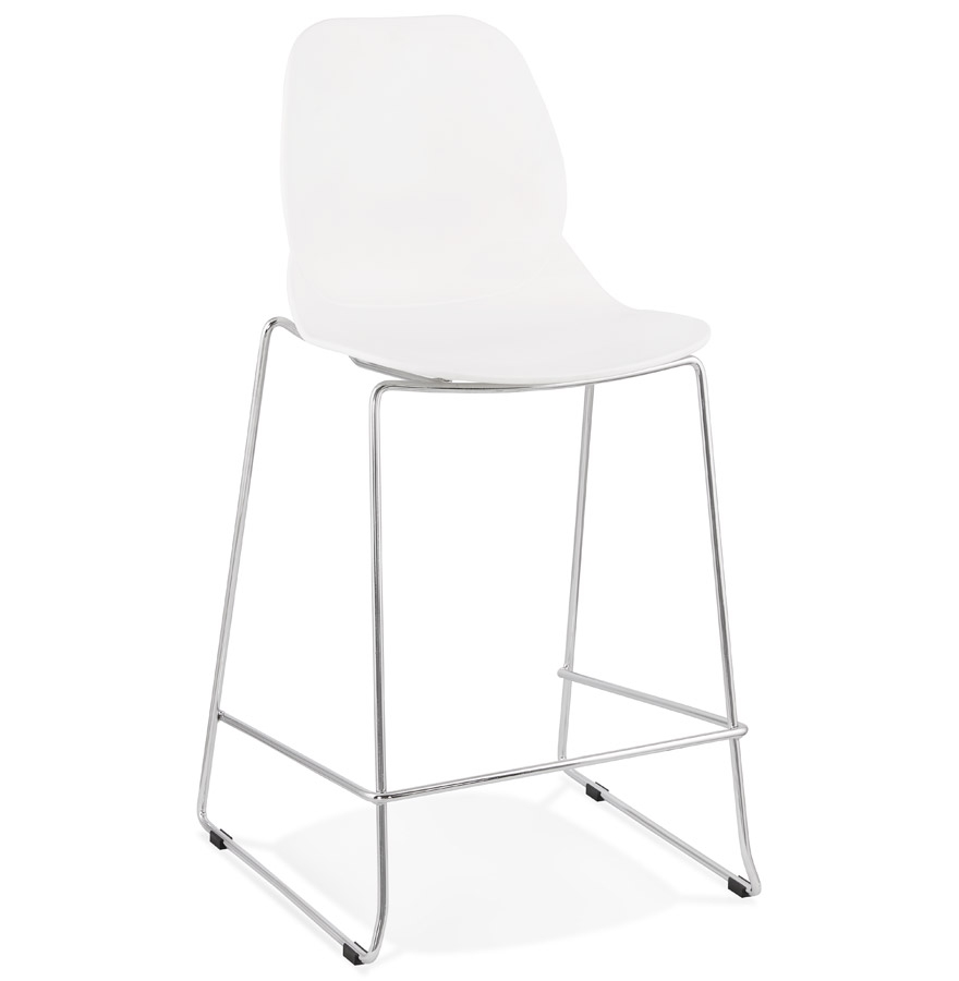 Alterego Tabouret de bar BERLIN MINI Couleur du cadre Chrome Assise Blanc