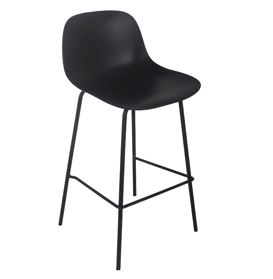 Alterego Tabouret de bar GRANO Assise Noir