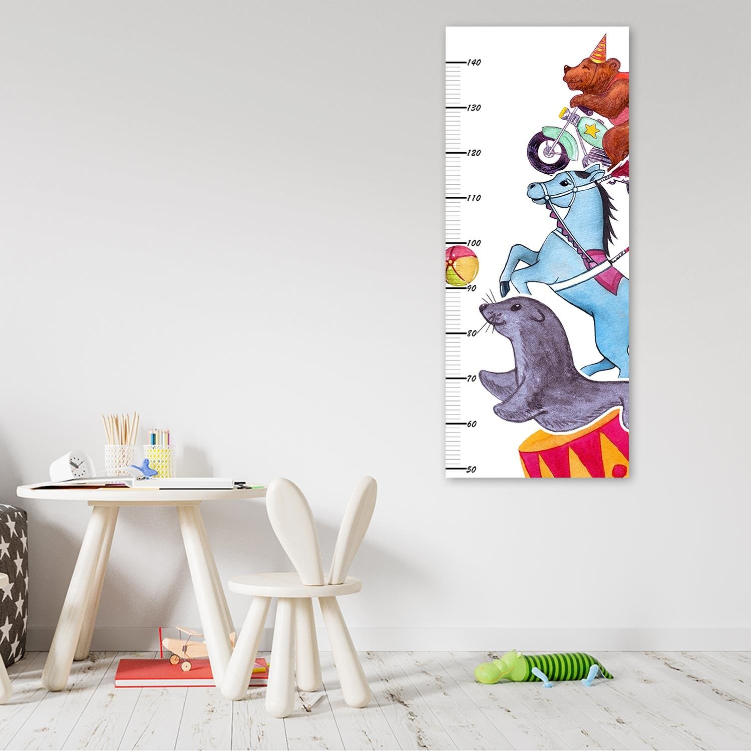 Frame met meter voor het meten van kinderlengte van 40 cm in mdf met dierenmotief