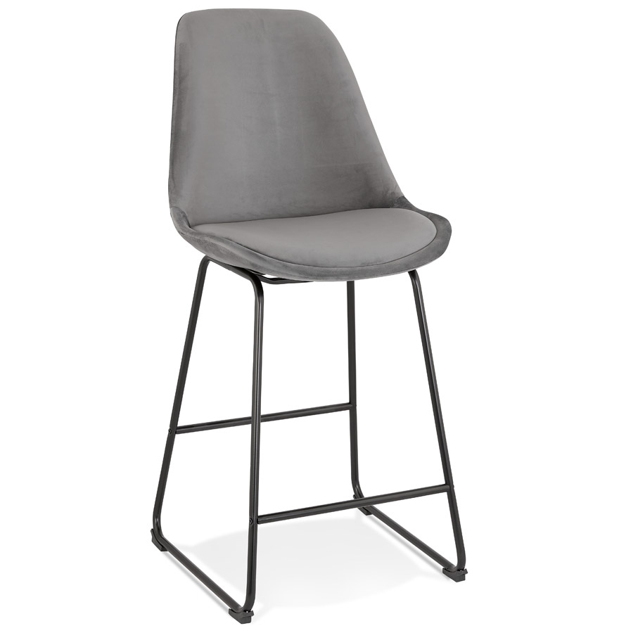 Alterego Tabouret de bar BULLY MINI Couleur du piètement Noir Assise Gris