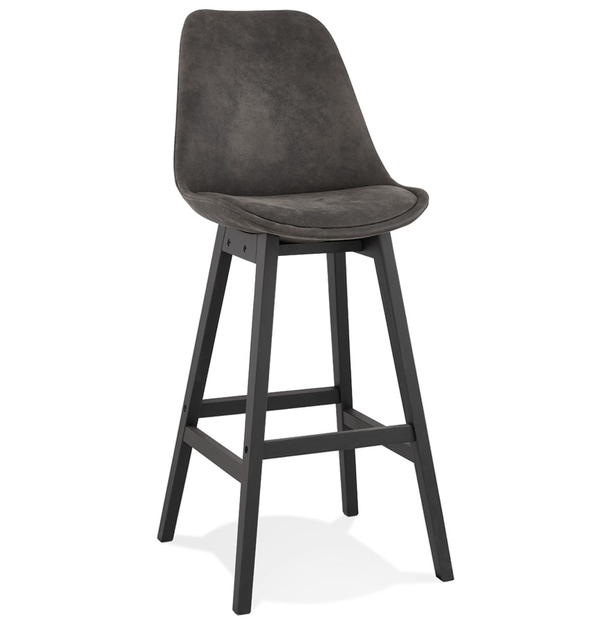 Alterego Tabouret de bar ASPEN Couleur du piètement Noir Assise Gris foncé