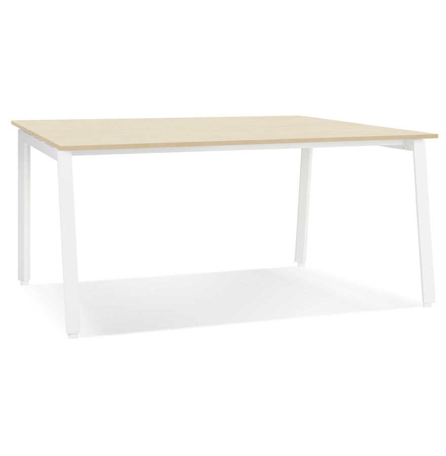 Alterego Bureau AMADEUS SQUARE 140x140 cm Couleur du cadre Blanc Plateau de table Naturel