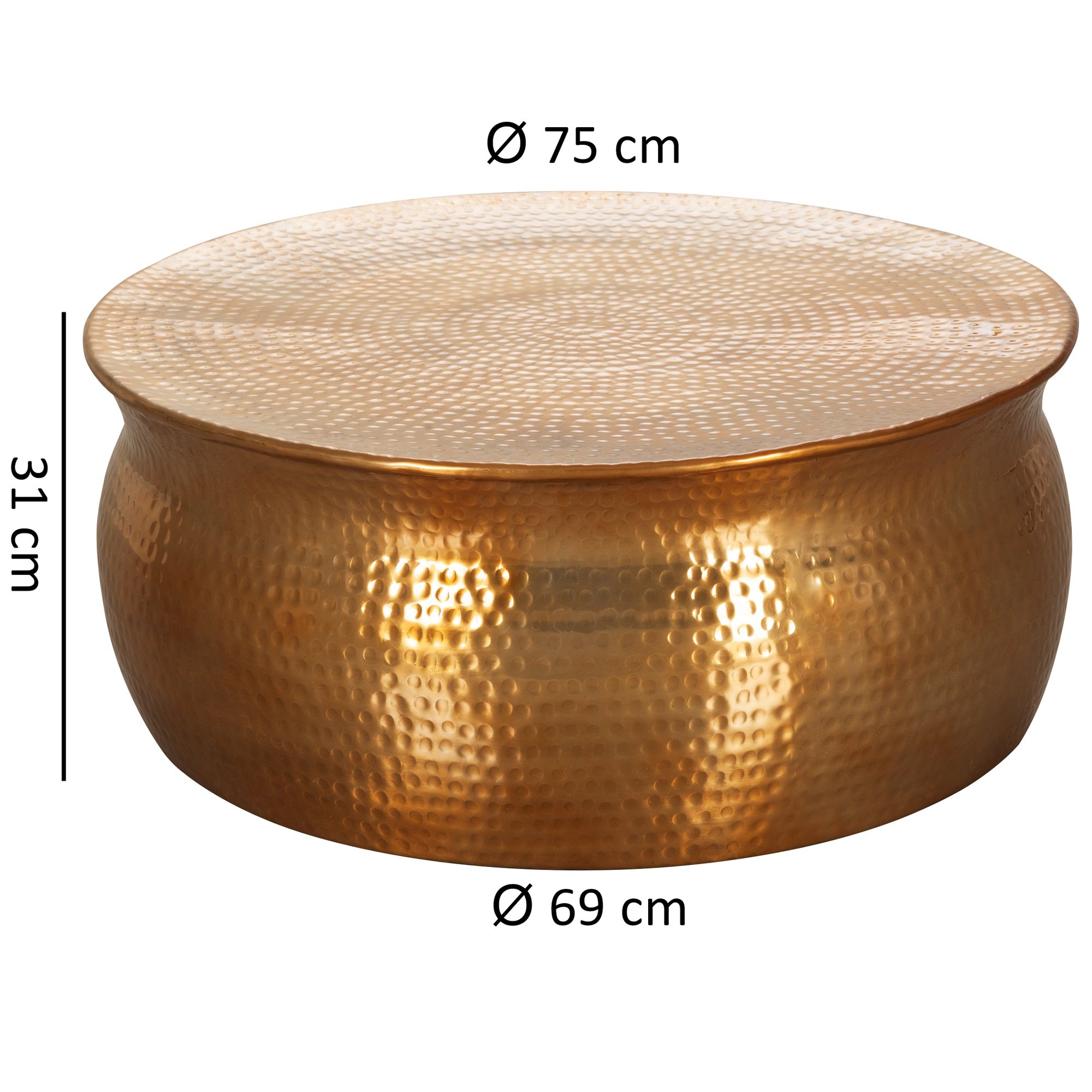 Table basse karam 75x31x75 cm aluminium or table d'appoint oriental rond