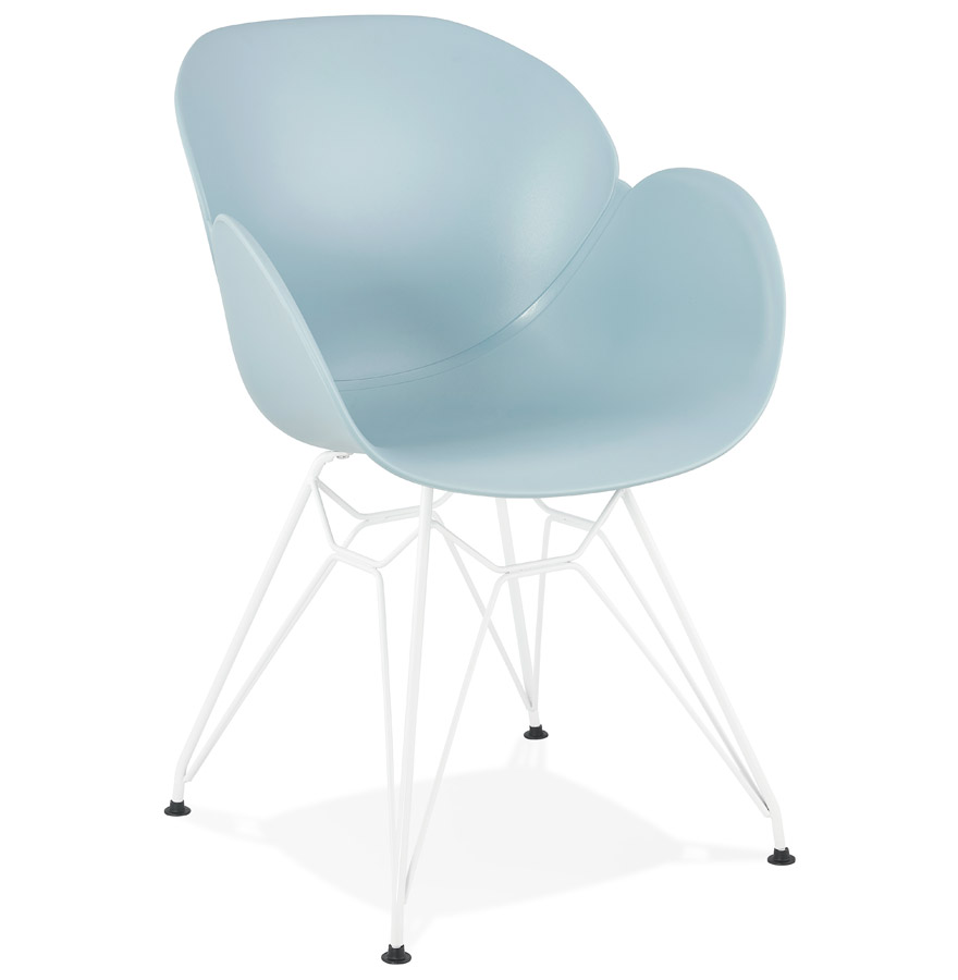 Alterego Fauteuil FIDJI Couleur du piètement Blanc Assise Bleu