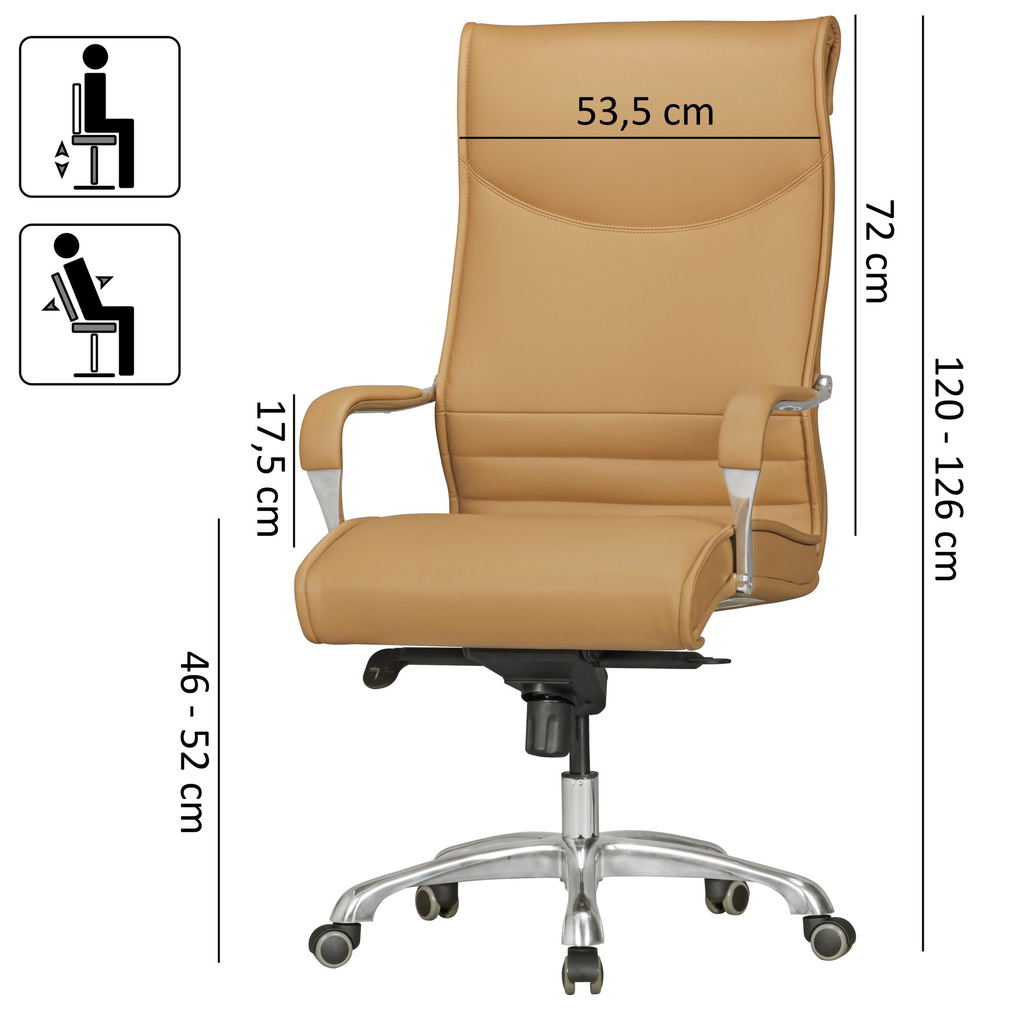 Bureaustoel bigboss hoes imitatie lederen karamel design bureaustoel x-xl 150 kg bureaustoel in hoogte verstelbare bureaustoel ergonomisch met armleuningen gestoffeerde hoge rugleuning wiegende functie hoogrug