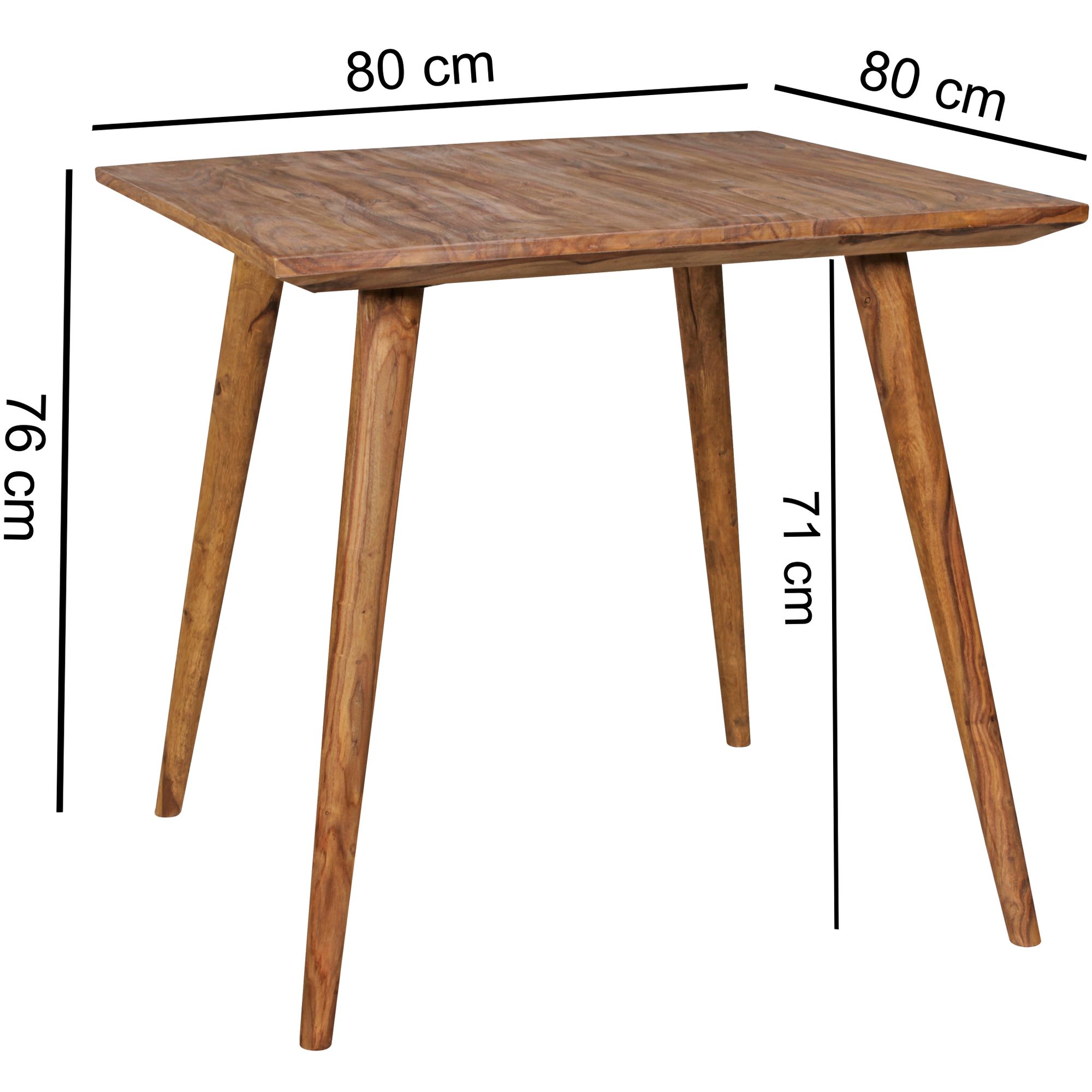 Eetkamertafel repa 80 x 80 x 76 cm sheesham rustiek massief hout