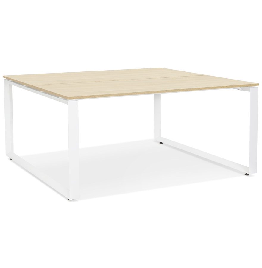 Alterego Bureau BAKUS SQUARE 140x140 cm Couleur du cadre Blanc Plateau de table Naturel