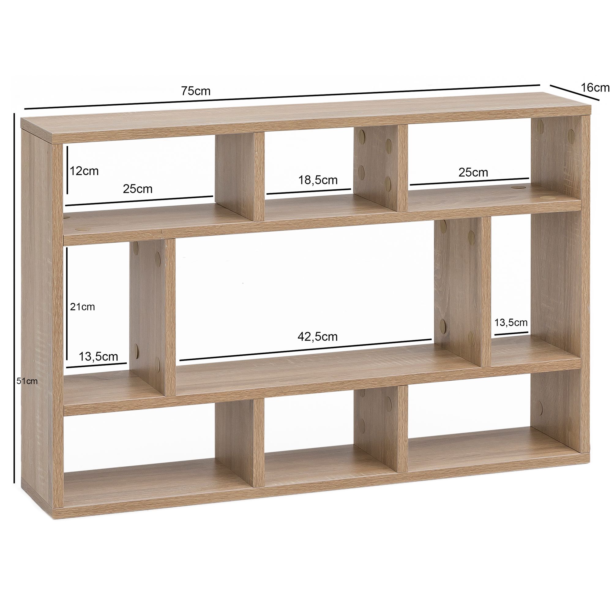 Wl5.809 sonoma eiken 75x51x16 cm houten hangplank modern